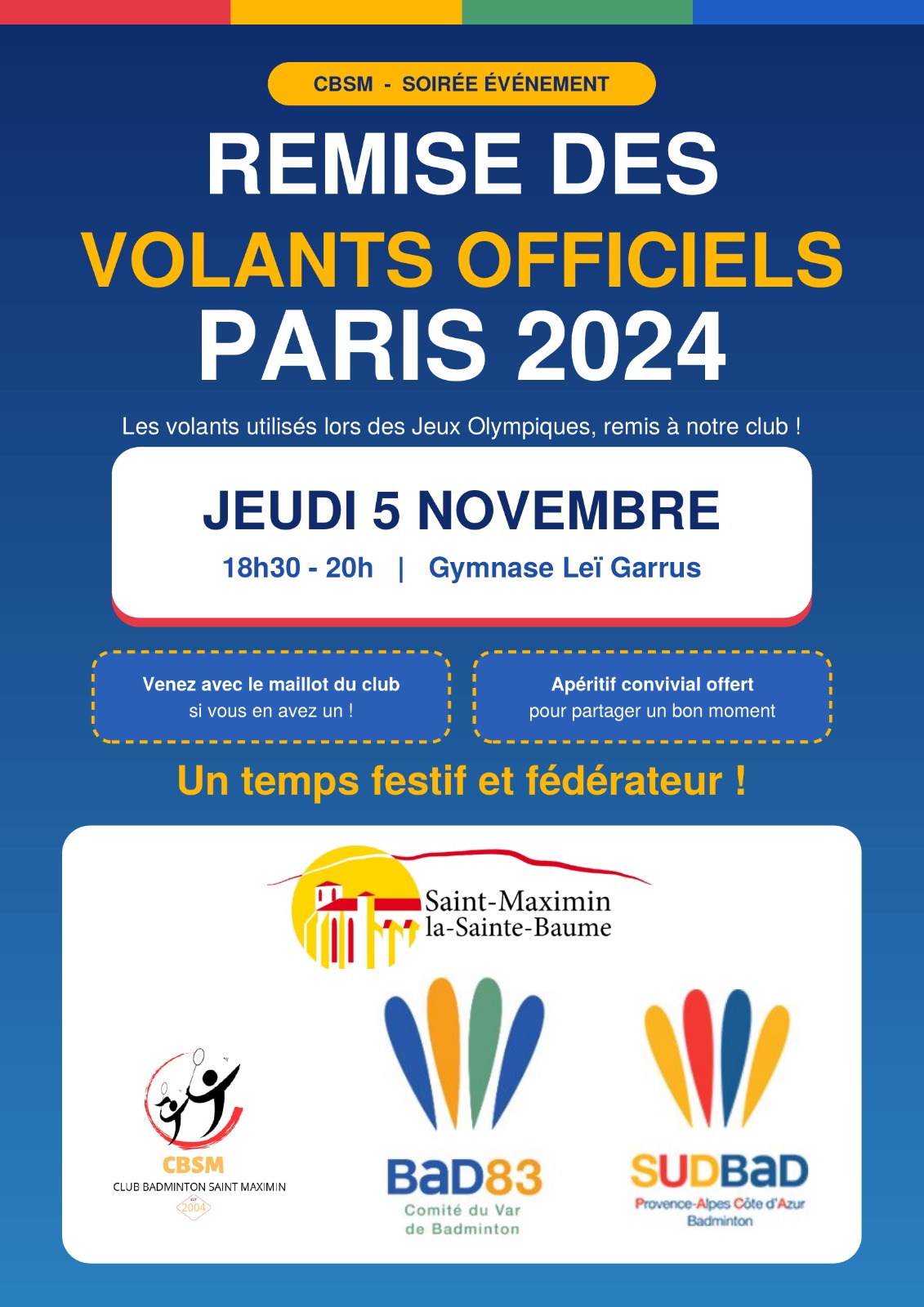 Remise des volants officiels Paris 2024, jeudi 5 novembre 2026